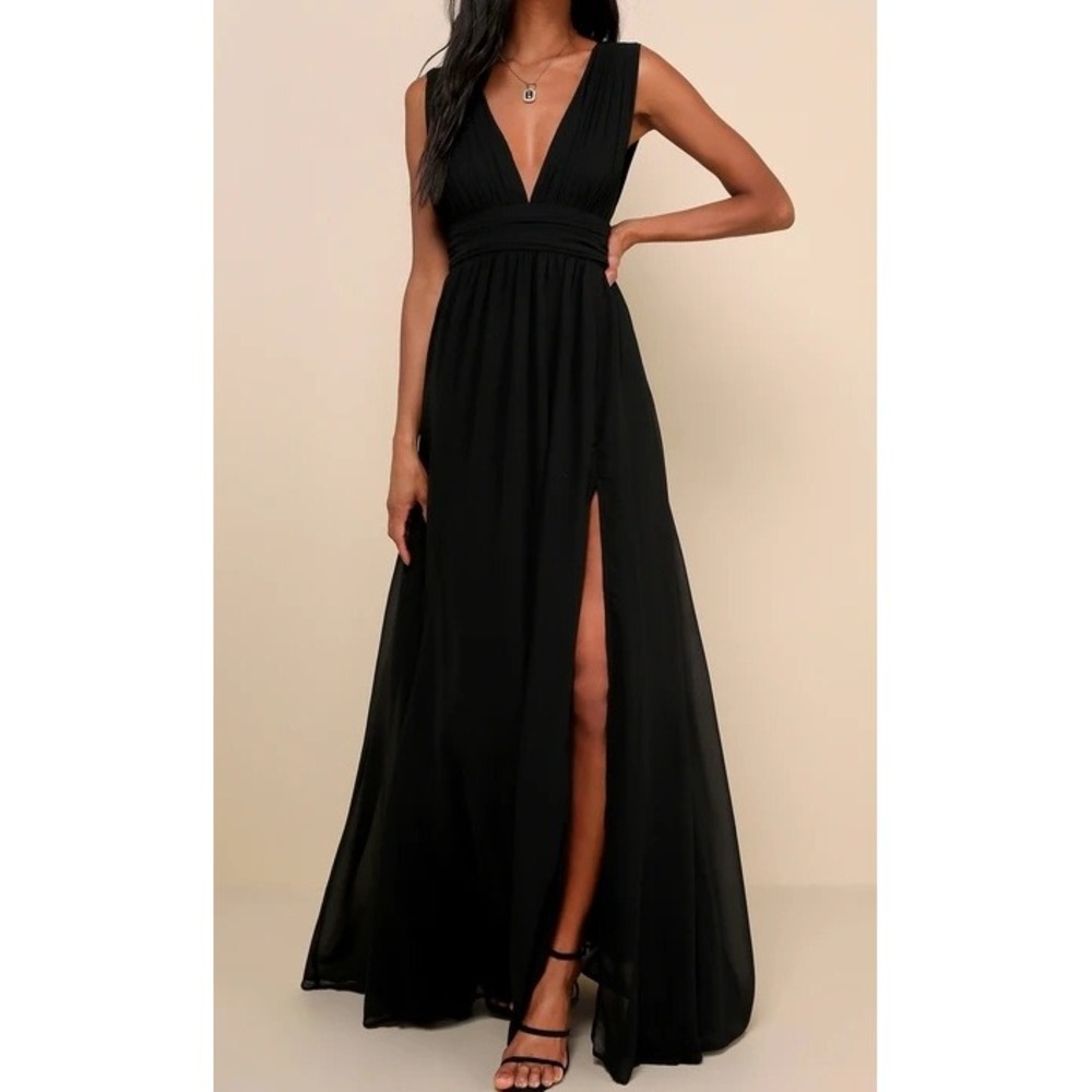 Lulus Heavenly Hues Black Maxi Dress